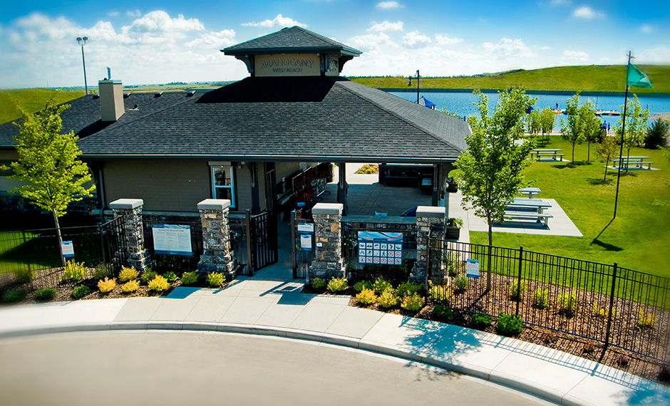 An aerial view of Mahogany's West Beach