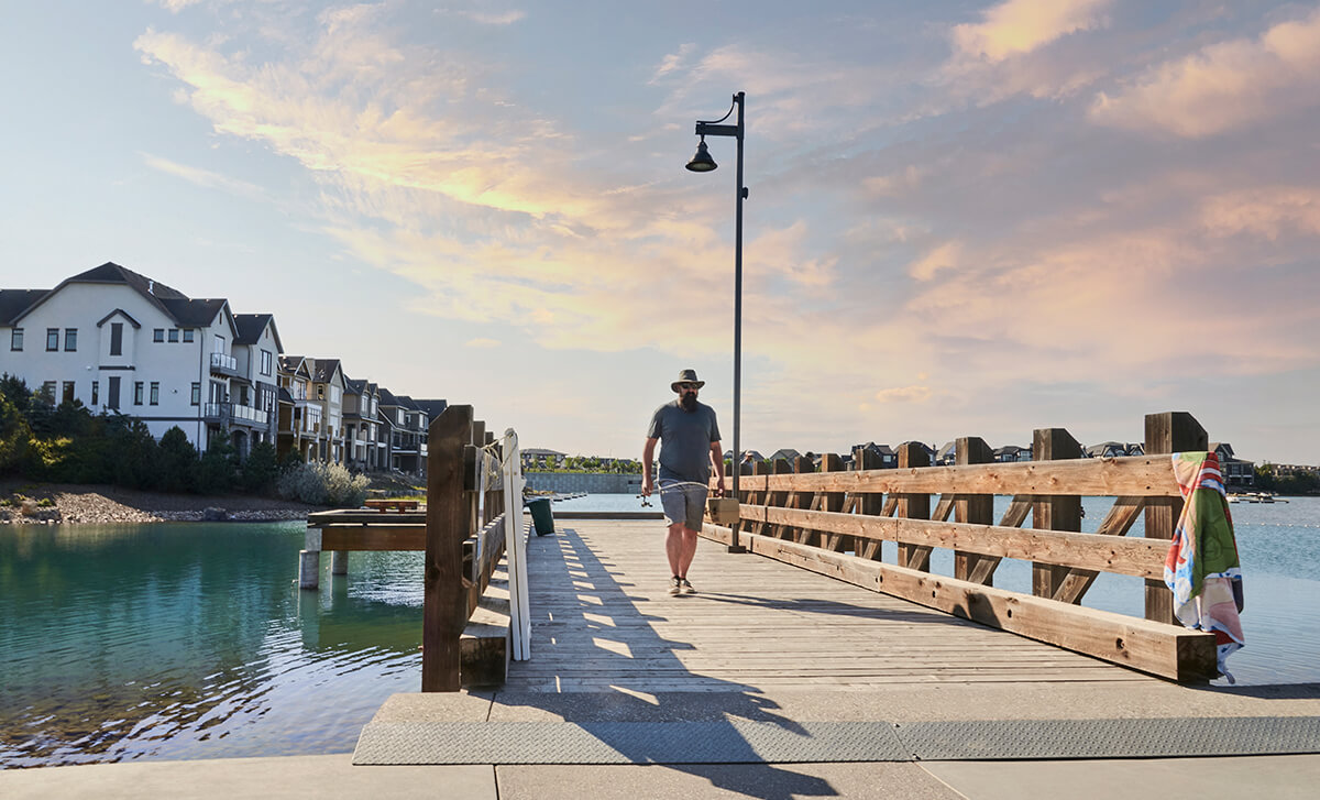 Fisherman on boardwalk
